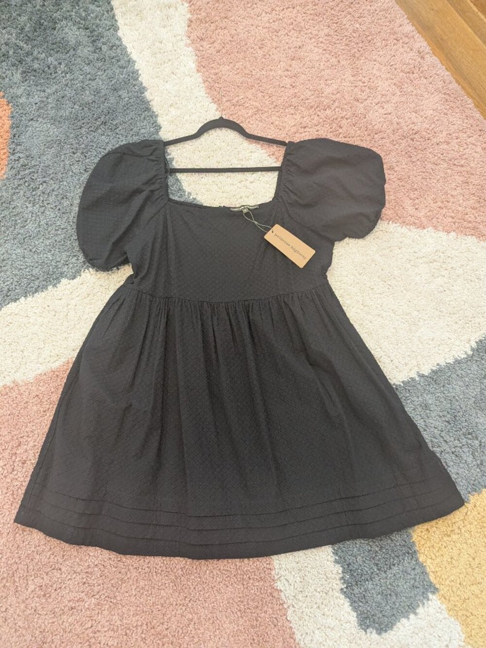 Princess Highway Saskia Black Puff Sleeve Mid Dress NWT Size AU 18